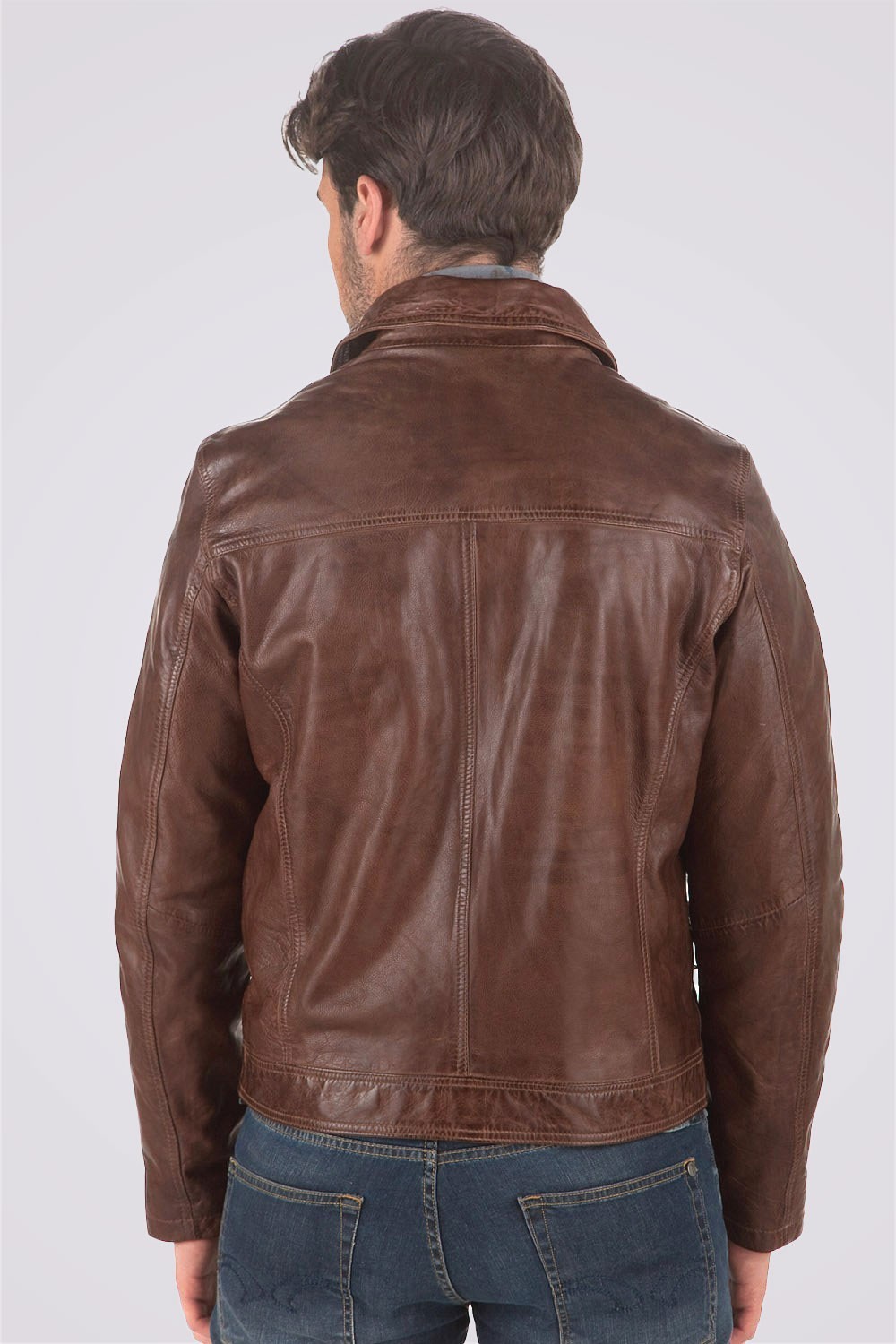 Blouson En Cuir Marron Vintage Années 80 - Taille L, Occasion Très Bon état, Patine Magnifique