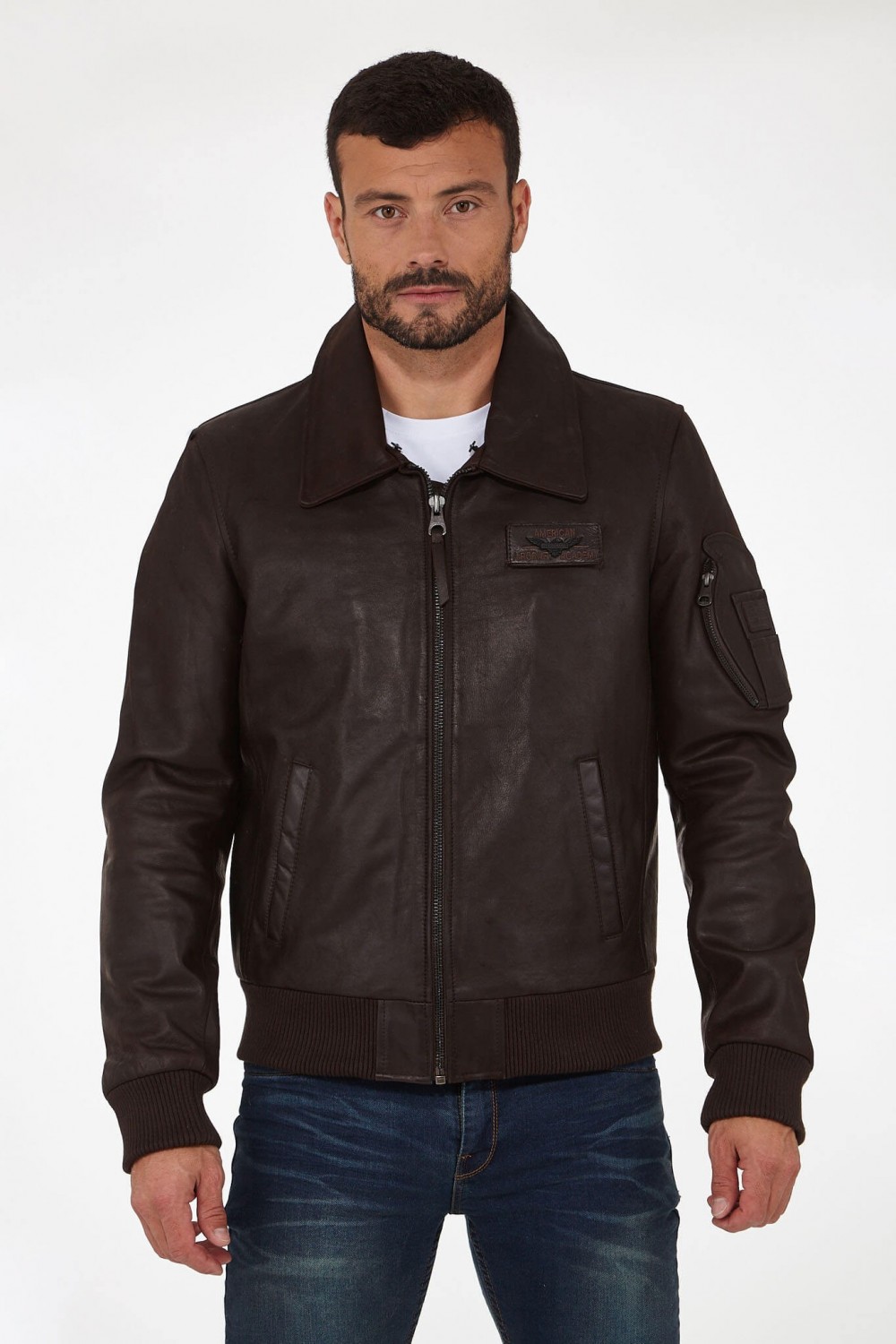 Veste 3/4 En Cuir Redskins Style Parka - Taille L, Marron, Occasion Très Bon état