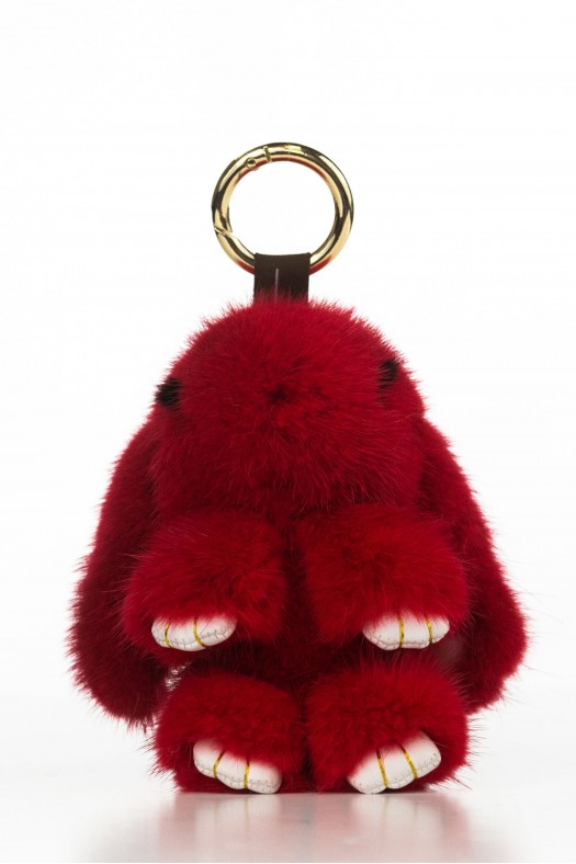 Accessoires Cuir et Fourrure Cesare Nori PORTE CLES LAPIN VISON Rouge