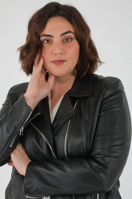 Perfecto femme en cuir, daim, peau lainée Cesare Nori MIRELLA Noir