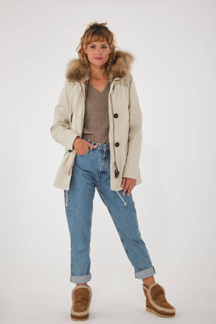 Parka femme avec capuche Blonde N°8 couleur blanc cassé ASPEN COURT 515 Milk 51