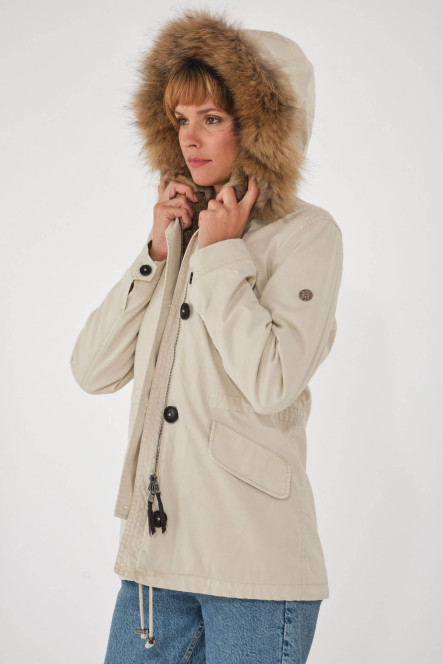 Parka femme avec capuche Blonde N°8 couleur blanc cassé ASPEN COURT 515 Milk 51