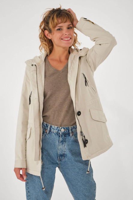 Parka femme avec capuche Blonde N°8 couleur blanc cassé ASPEN COURT 515 Milk 51