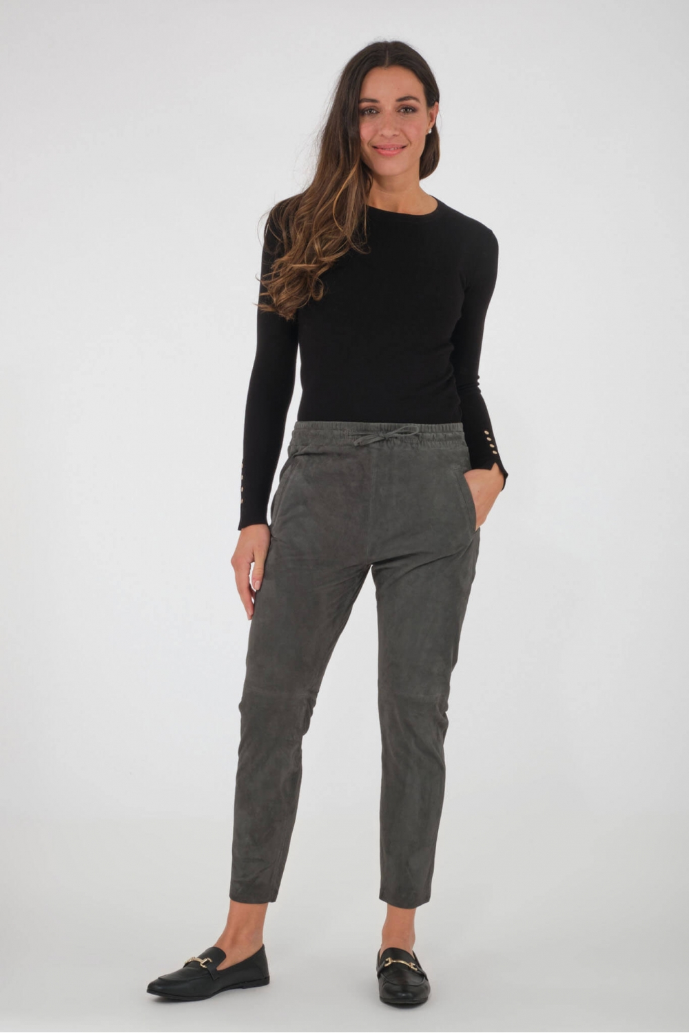 Pantalon En Daim Camel Élégance - Taille Petit 36 (S), Occasion En Très Bon état, Style Habillé