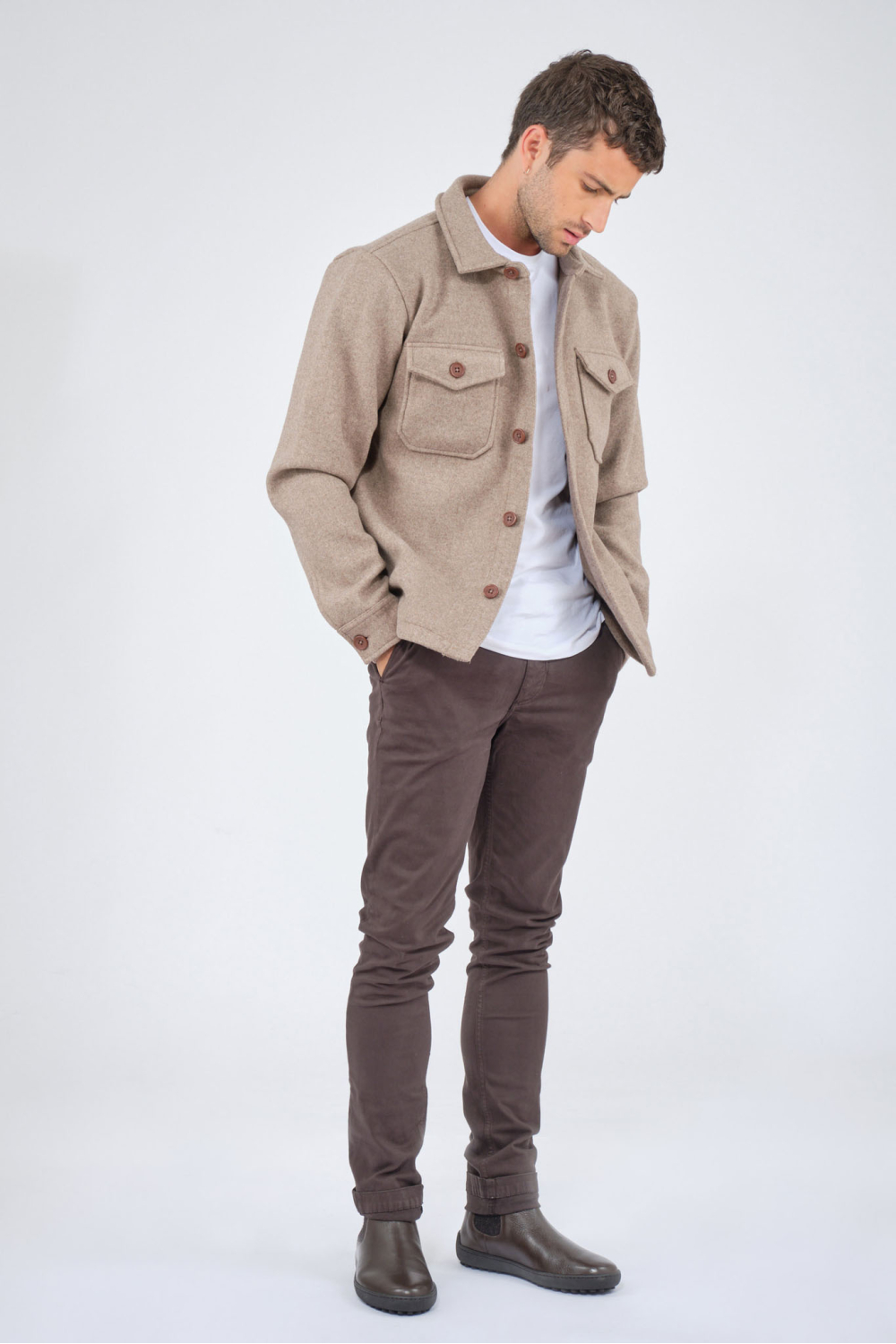 Veste Barbara Bui Vintage - Peau Mouton Cuir/daim - Taille 40/42 - Lainée Taupe - Occasion TB
