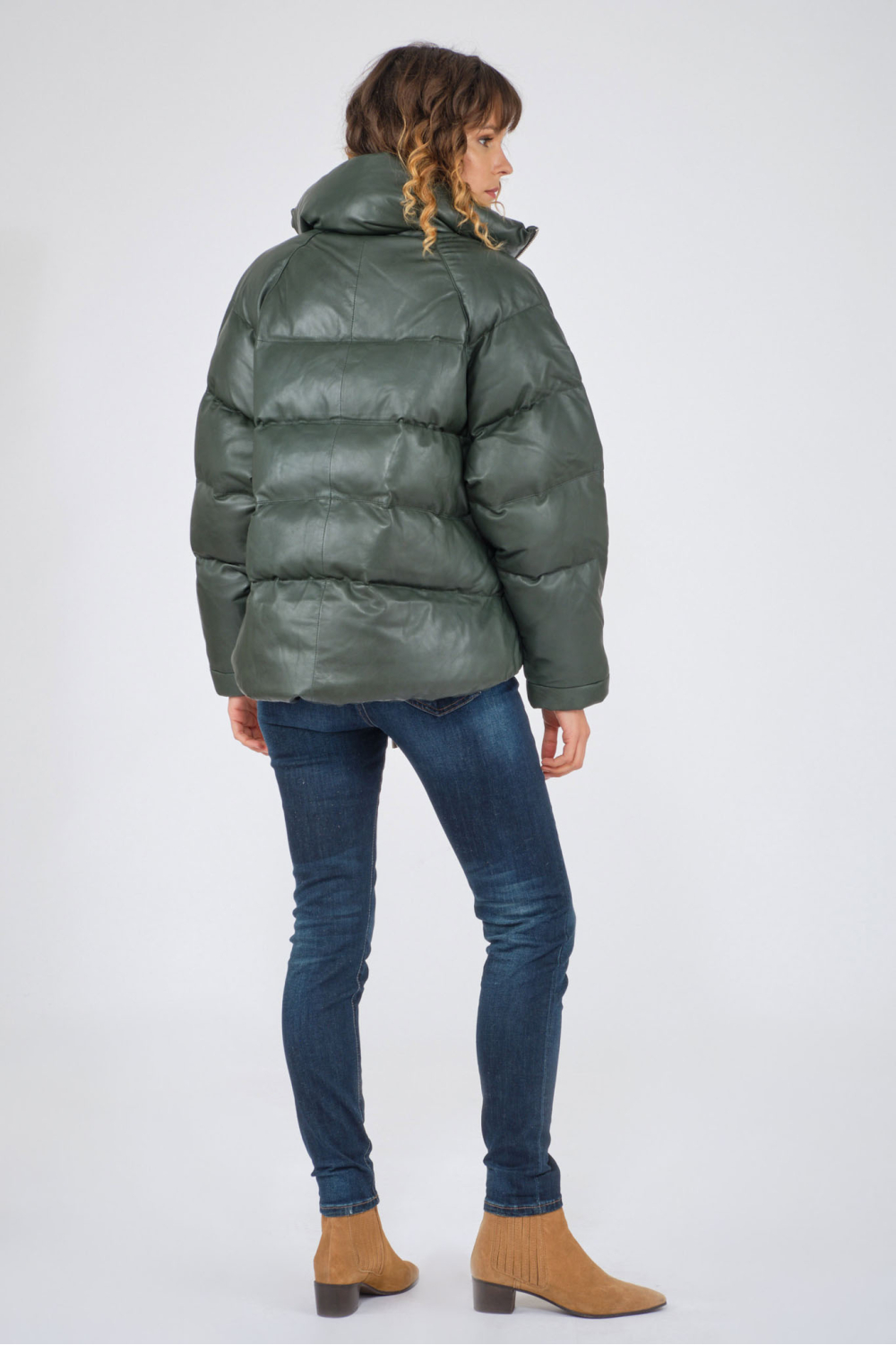 Veste Universitaire Green Bay Packers - Corps Vert Forêt Et Manches Cuir Doré, Taille XS à 4XL, Neuf Avec étiquettes