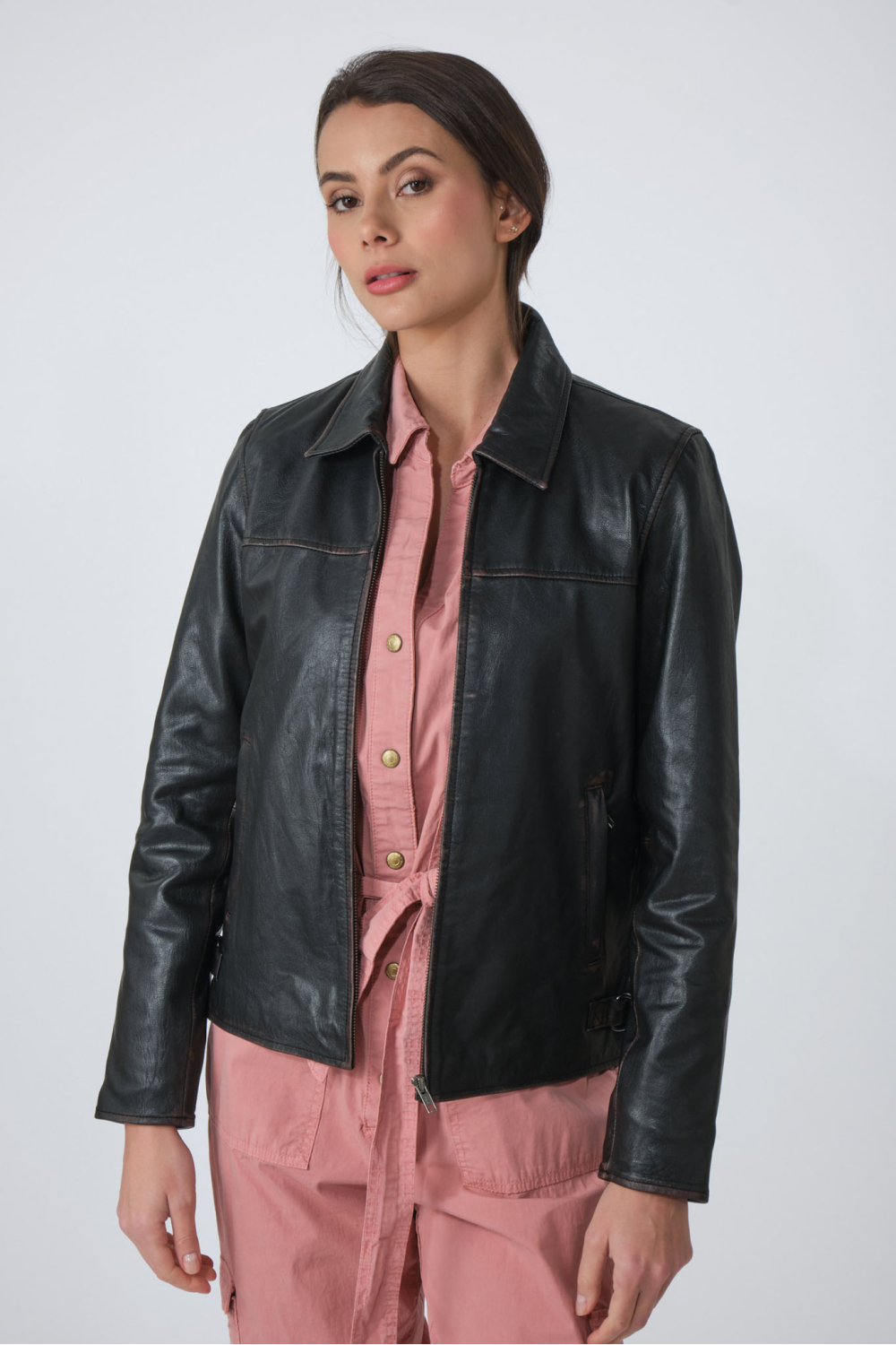 Blouson En Cuir Italien Noir Pour Homme Taille L - Marque Verra Pelle, Occasion Très Bon état