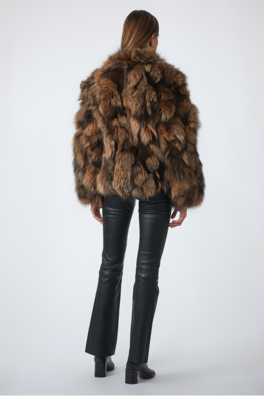 Veste En Fourrure Renard Noir - Taille M Femme, Occasion En Très Bon état