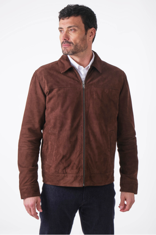 OCTAVE ZIP JACKET SUED marron foncé