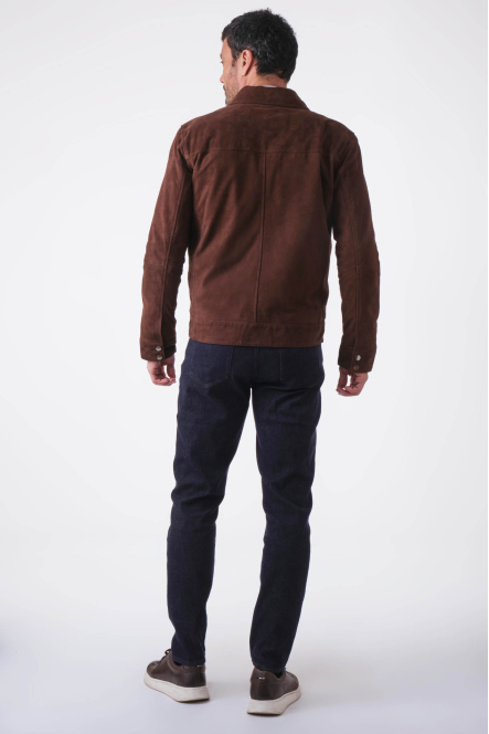 OCTAVE ZIP JACKET SUED marron foncé