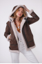 ROXANNE LONG BOMBERS SHEARLING marron foncé