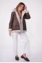 ROXANNE LONG BOMBERS SHEARLING marron foncé