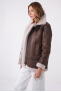 ROXANNE LONG BOMBERS SHEARLING marron foncé