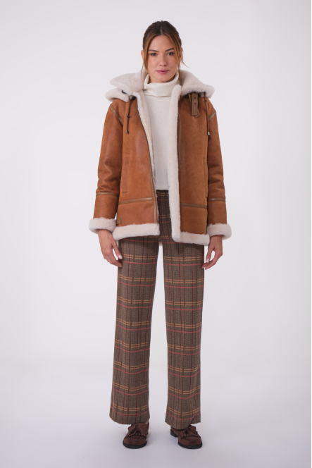 ROXANNE LONG BOMBERS SHEARLING GOLD