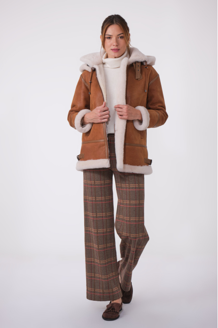 ROXANNE LONG BOMBERS SHEARLING GOLD