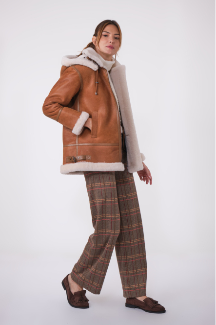 ROXANNE LONG BOMBERS SHEARLING GOLD