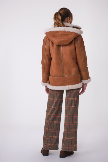 ROXANNE LONG BOMBERS SHEARLING GOLD