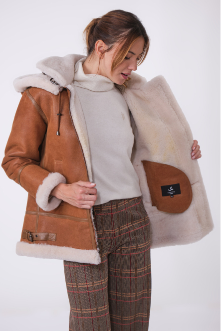 ROXANNE LONG BOMBERS SHEARLING GOLD