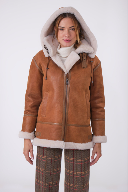 ROXANNE LONG BOMBERS SHEARLING GOLD