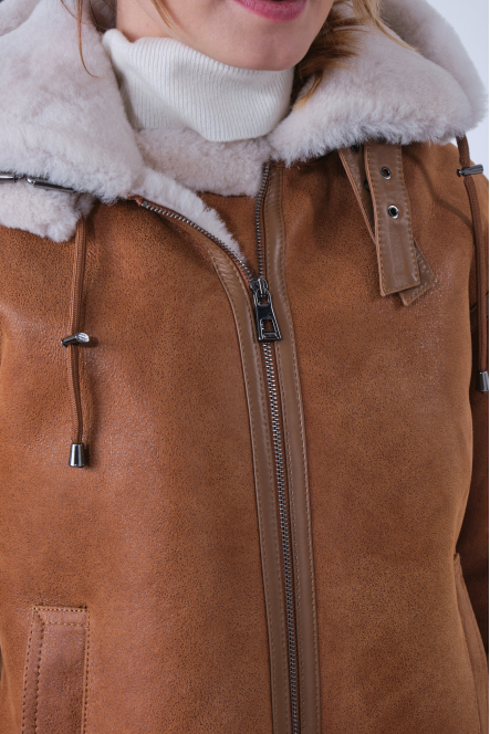 ROXANNE LONG BOMBERS SHEARLING GOLD