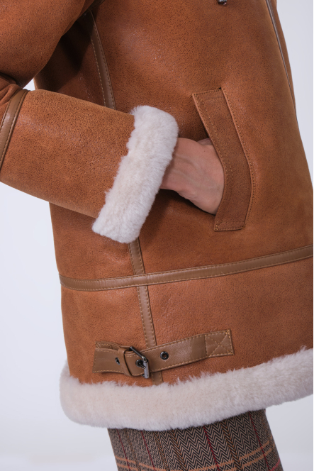 ROXANNE LONG BOMBERS SHEARLING GOLD